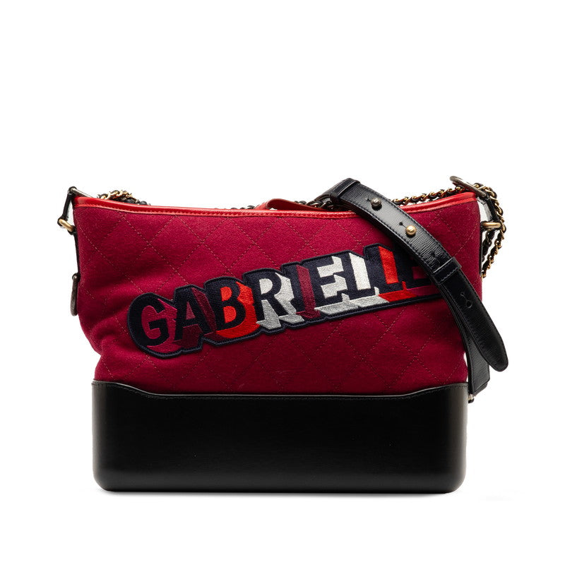Chanel Wool & Leather Gabrielle Shoulder Bag Leather Shoulder Bag in Good condition