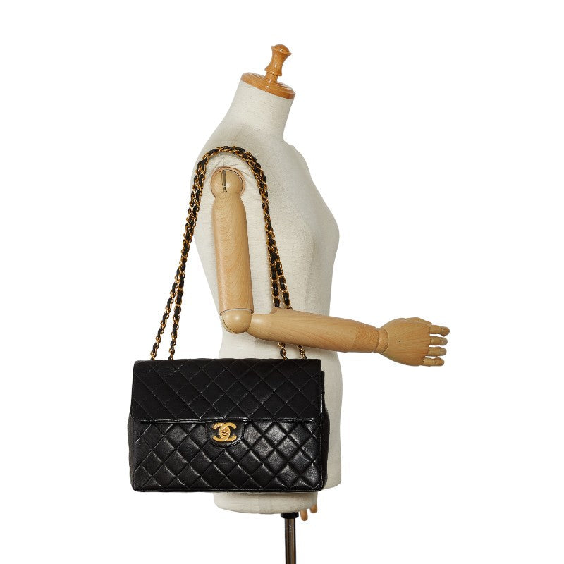 Jumbo Quilted Leather Single Flap Bag - '10s