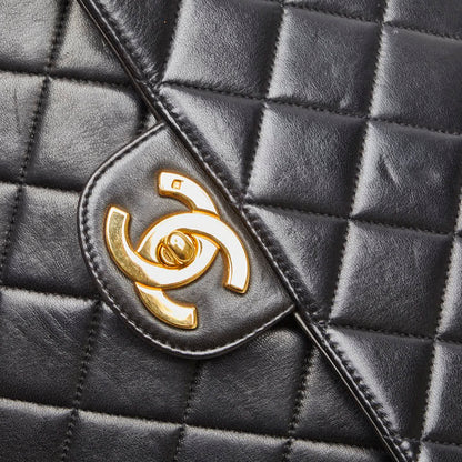 Jumbo Quilted Leather Single Flap Bag - '10s
