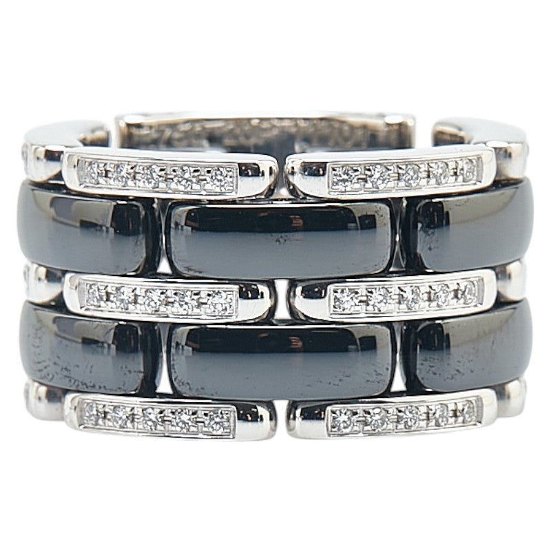 Chanel Ultra Au750 White Gold Black Ceramic Ring Size 8