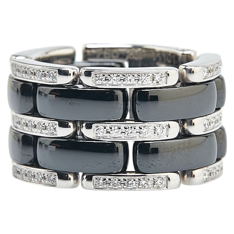 Chanel Ultra Au750 White Gold Black Ceramic Ring Size 8