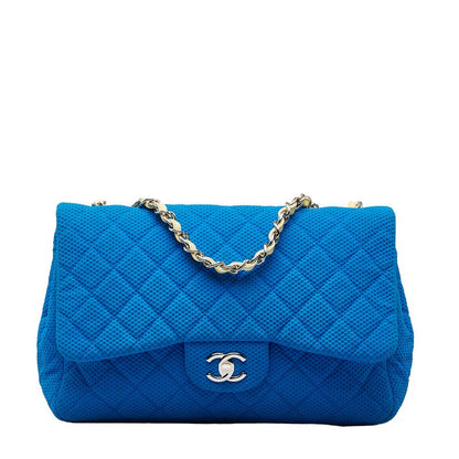 Chanel Jumbo Canvas Single Flap Bag Canvas Shoulder Bag in Good condition