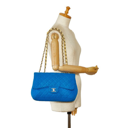 Chanel Jumbo Canvas Single Flap Bag Canvas Shoulder Bag in Good condition