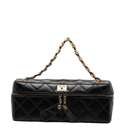 Chanel Quilted Leather Chain Vanity Bag Leather Vanity Bag in Good condition