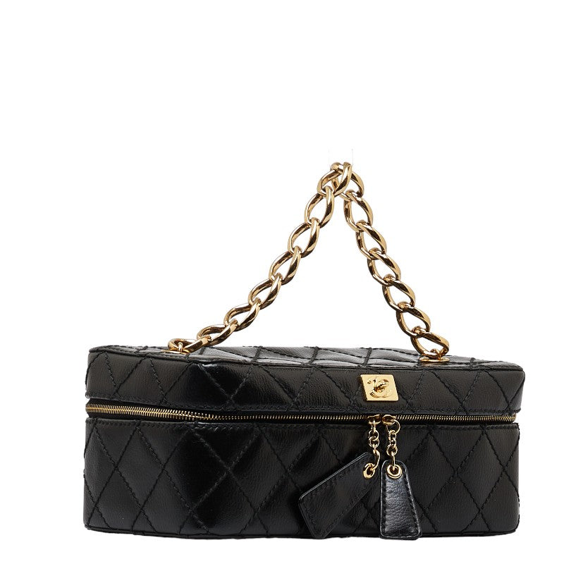 Chanel Quilted Leather Chain Vanity Bag Leather Vanity Bag in Good condition