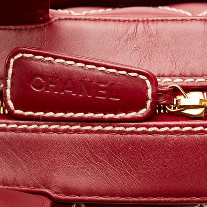 Chanel CC Wild Stitch Leather Mini Boston Bag Leather Handbag in Good condition