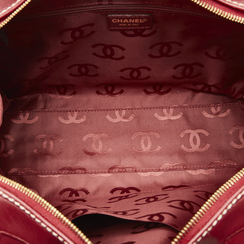 Chanel CC Wild Stitch Leather Mini Boston Bag Leather Handbag in Good condition