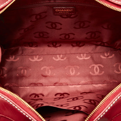 Chanel CC Wild Stitch Leather Mini Boston Bag Leather Handbag in Good condition