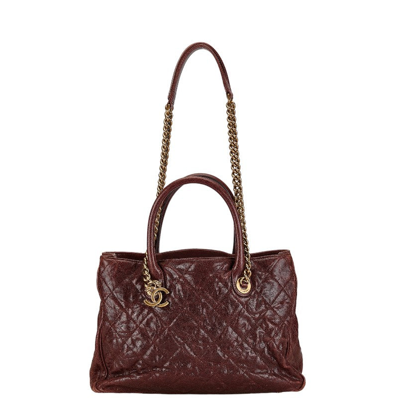 Chanel Quilted Caviar Shiva Tote Bag Leather Tote Bag in Good condition