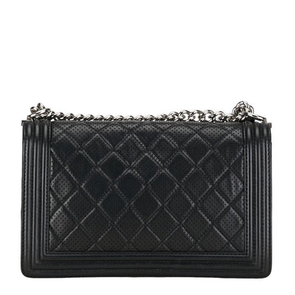 Chanel Large Perforated Leather Le Boy Flap Bag Leather Shoulder Bag in Good condition