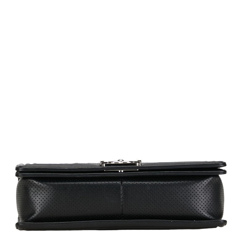 Chanel Large Perforated Leather Le Boy Flap Bag Leather Shoulder Bag in Good condition