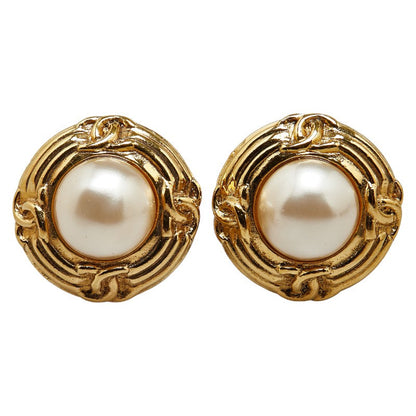 Chanel CC Pearl Clip On Earrings  Metal Earrings in Excellent condition