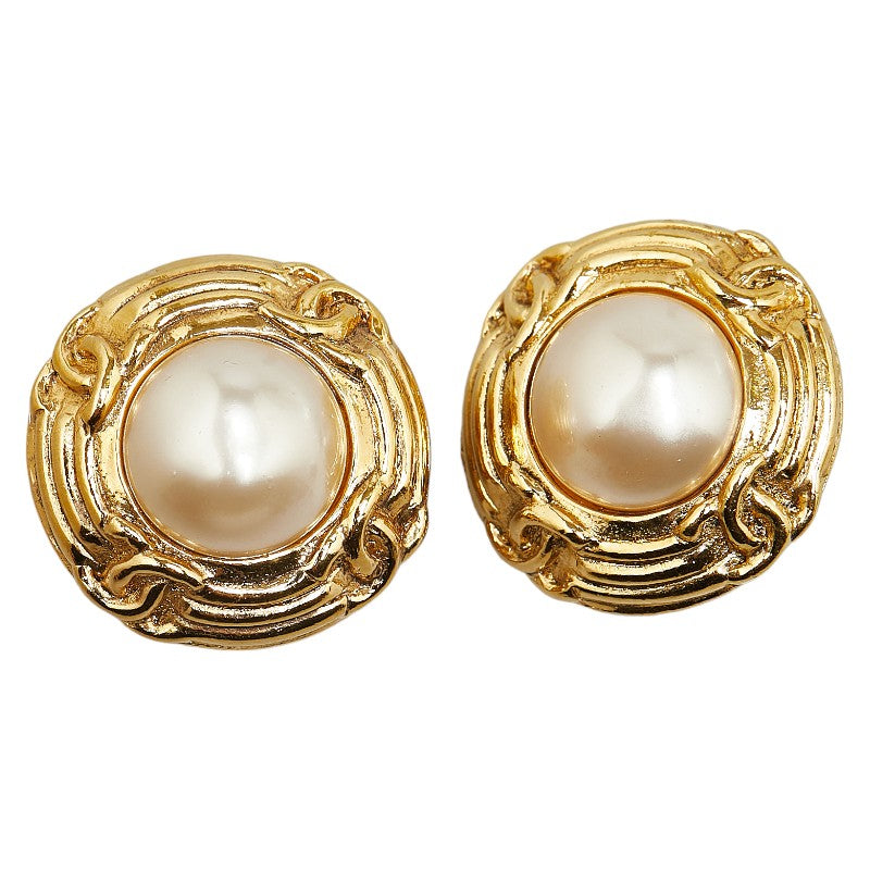 Chanel CC Pearl Clip On Earrings  Metal Earrings in Excellent condition