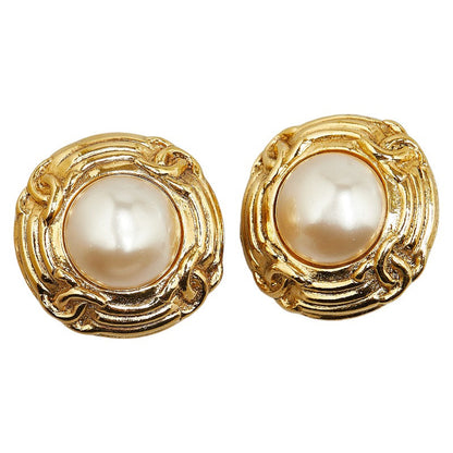 Chanel CC Pearl Clip On Earrings  Metal Earrings in Excellent condition