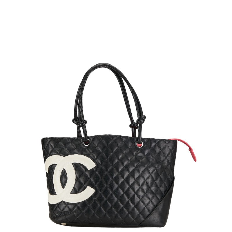 Chanel Cambon Quilted Leather Tote Bag Leather Tote Bag in Good condition