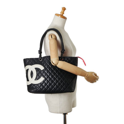 Chanel Cambon Quilted Leather Tote Bag Leather Tote Bag in Good condition