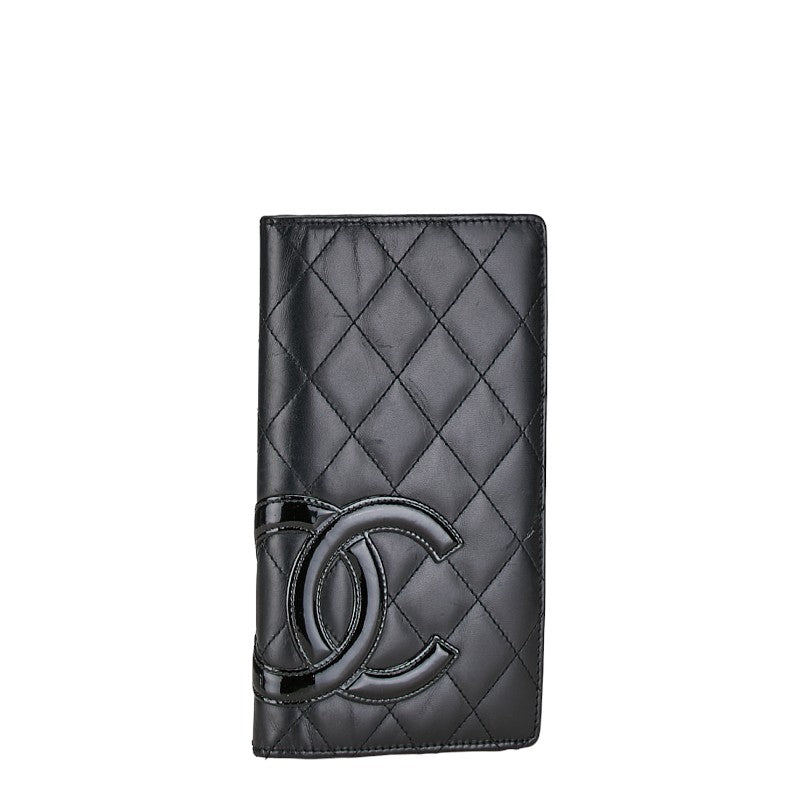 Chanel Cambon Quilted Leather Bifold Wallet Leather Long Wallet in Good condition