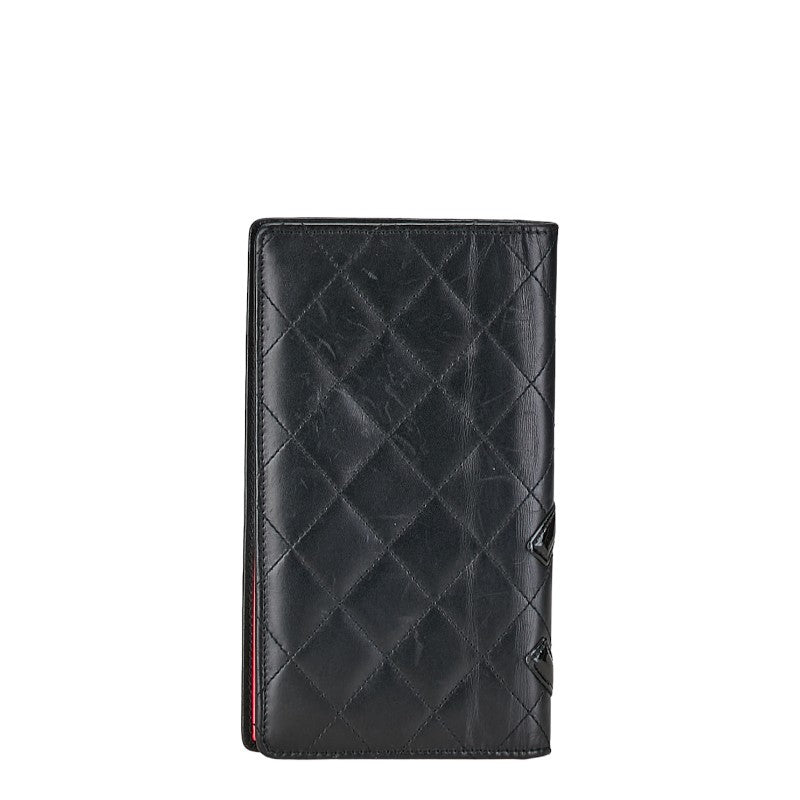 Chanel Cambon Quilted Leather Bifold Wallet Leather Long Wallet in Good condition