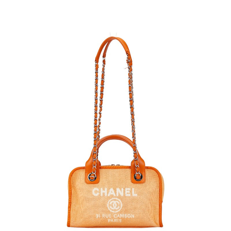 Chanel Canvas Deauville Bowling Bag Canvas Handbag in Good condition