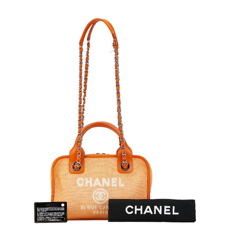 Chanel Canvas Deauville Bowling Bag Canvas Handbag in Good condition