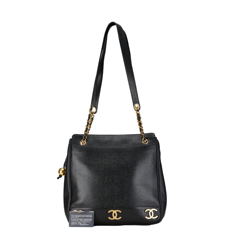 Chanel Triple CC Caviar Tote Bag Leather Tote Bag in Good condition