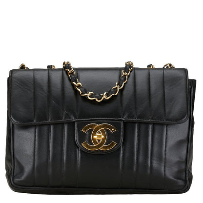 Chanel CC Vertical Quilt Leather Flap Bag Leather Shoulder Bag in Good condition