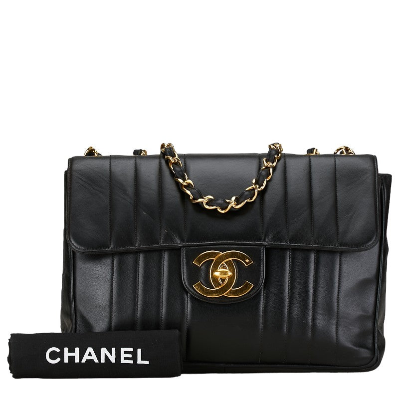 Chanel CC Vertical Quilt Leather Flap Bag Leather Shoulder Bag in Good condition