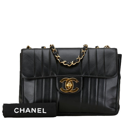 Chanel CC Vertical Quilt Leather Flap Bag Leather Shoulder Bag in Good condition