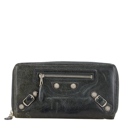 Balenciaga Studded Leather Long Wallet