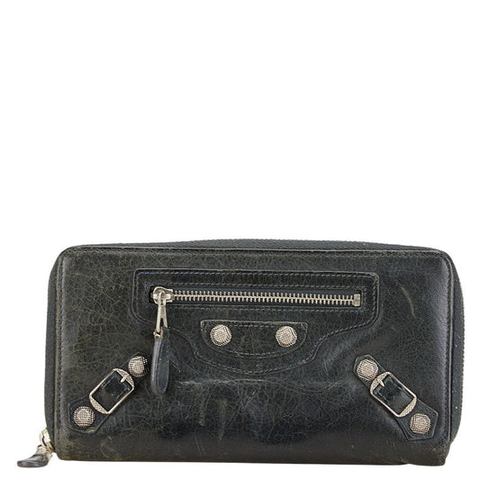 Balenciaga Studded Leather Long Wallet