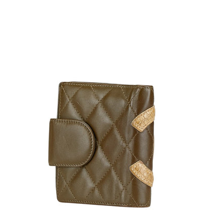 Chanel Cambon Line Coco Mark Python Embossed Lambskin Wallet