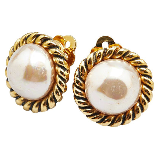 Chanel Vintage Faux Pearl Earrings
