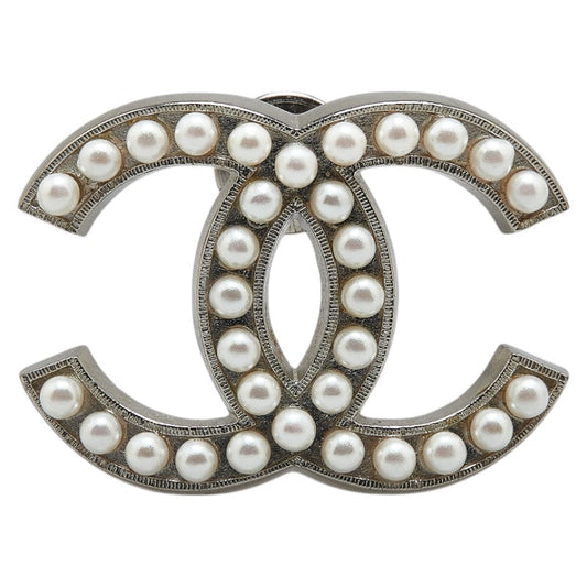 Chanel Metal Coco Mark Pearl Brooch 03C