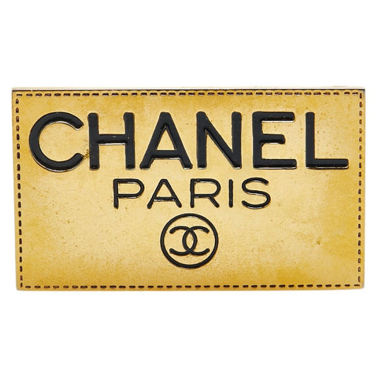 Chanel Gold Plated Logo Plate Brooch