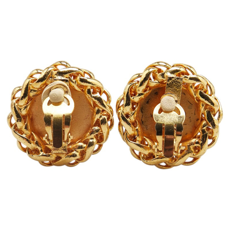 Chanel Coco Mark Wheat Motif Round Earrings