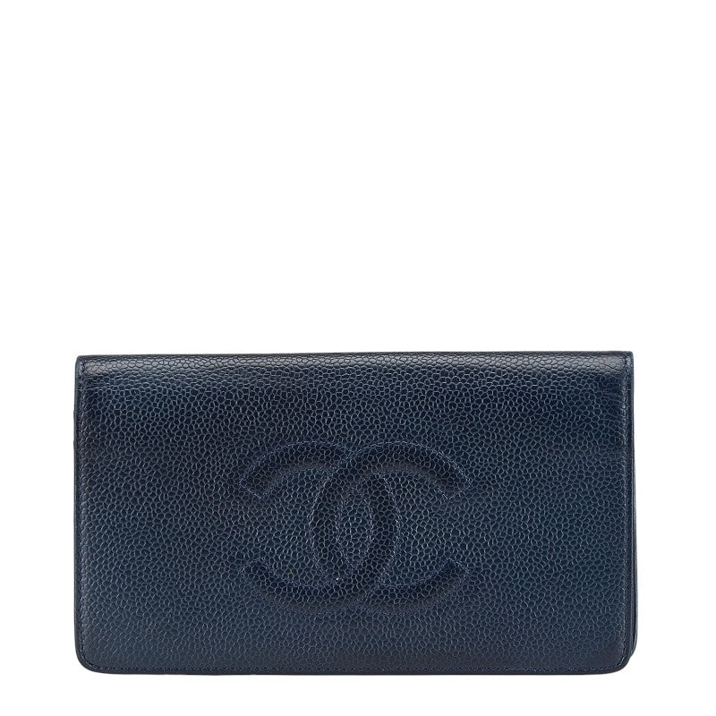 Chanel Coco Mark Caviar Skin Long Wallet