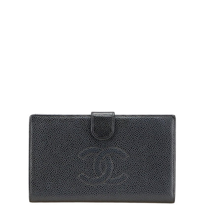 Chanel Coco Mark Caviar Long Wallet