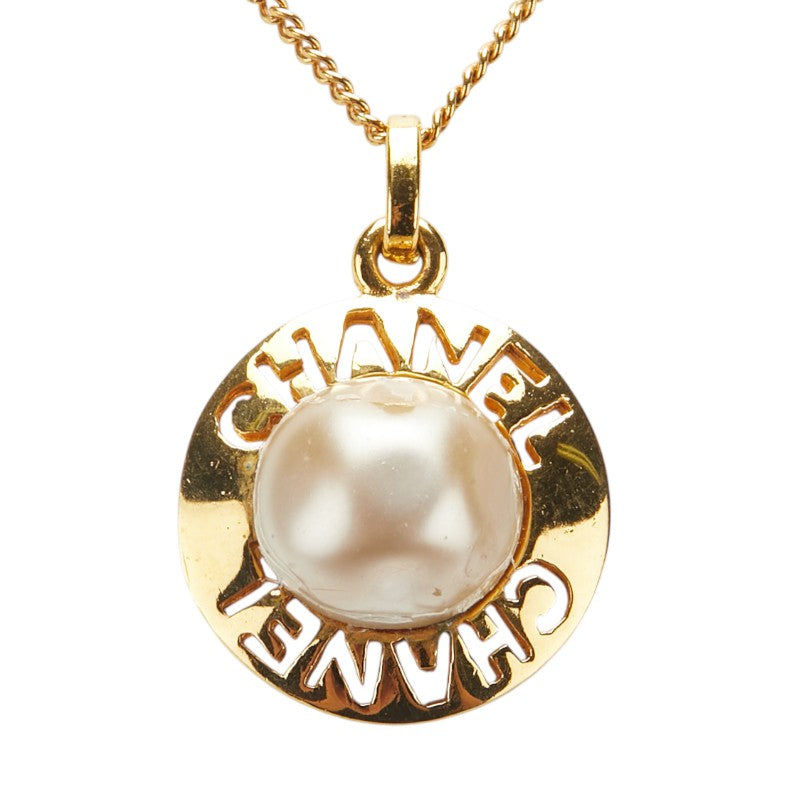 Chanel Logo Pearl Necklace
