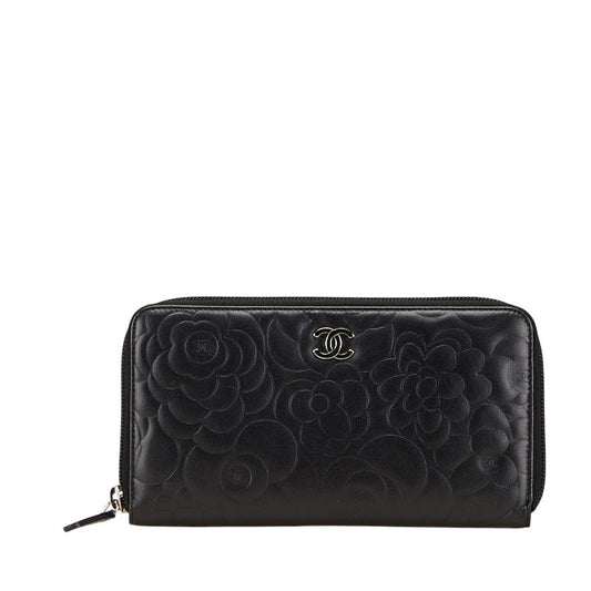 Chanel Camellia Lambskin Long Wallet