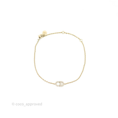 Christian Dior Crystal CD Bracelet Gold Tone