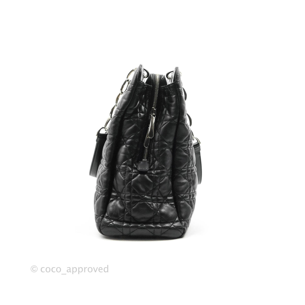 Christian Dior Lambskin Cannage Large Soft Shopping Tote Black