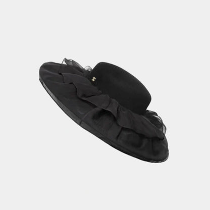 Hat Felt & Silk Chiffon Black