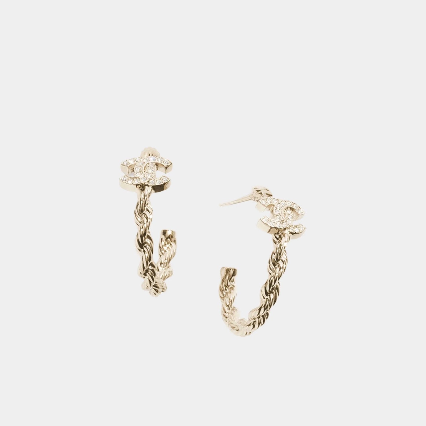Hoop Earrings Metal & Diamantes Golden & Crystal