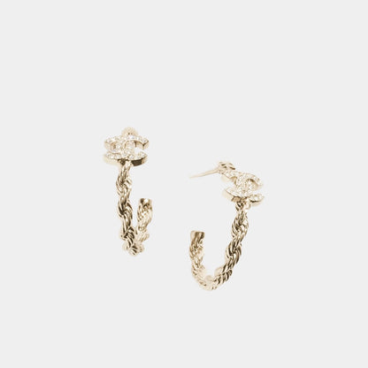 Hoop Earrings Metal & Diamantes Golden & Crystal