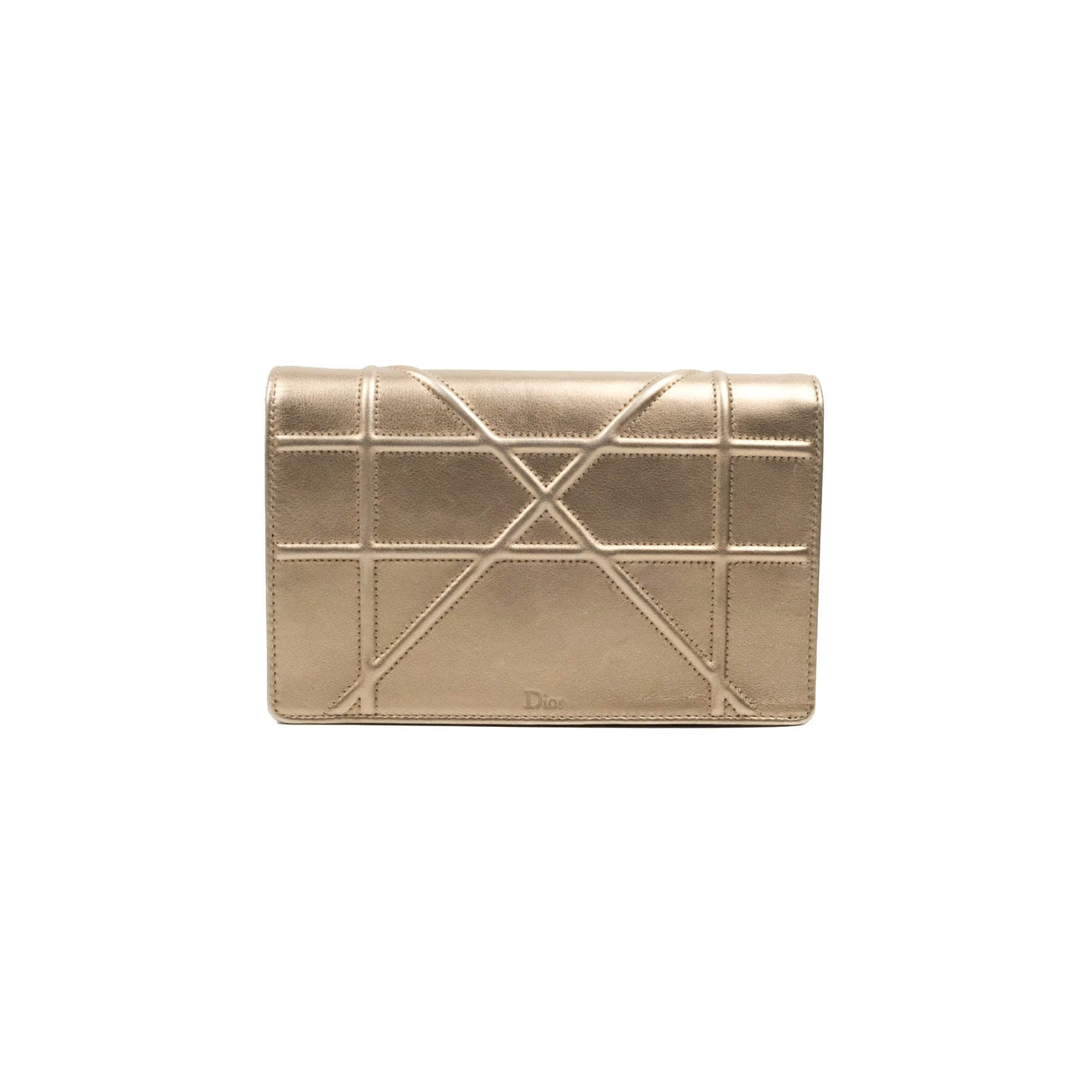 Christian Dior Diorama Wallet on Chain Metallic Rose Gold Calfskin Gold Hardware