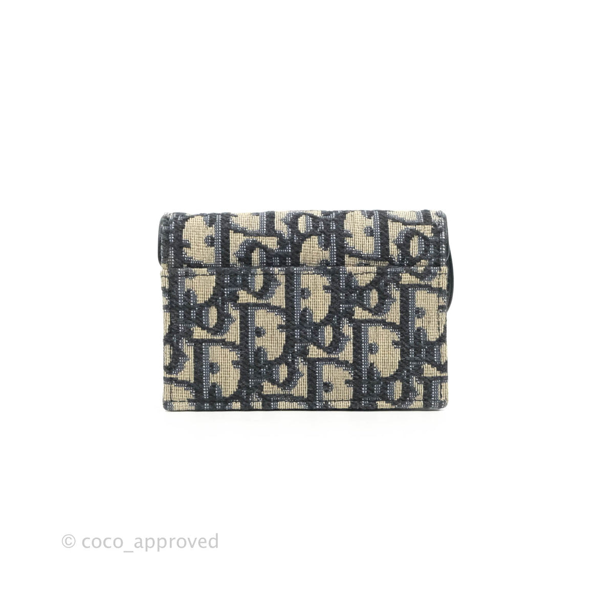 Christian Dior Saddle Flap Card Holder Blue Dior Oblique Jacquard