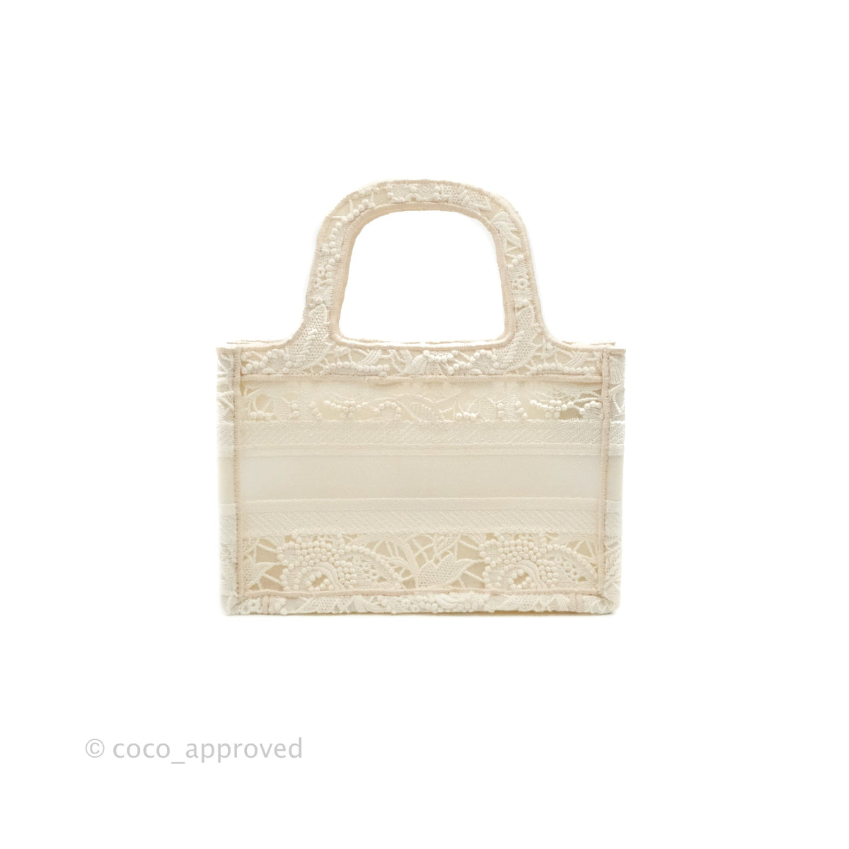 Dior Mini Book Tote Natural Macramé-Effect Embroidery