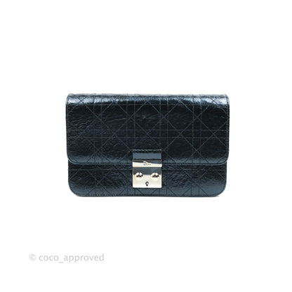 Christian Dior Miss Dior WOC Cannage Metallic Blue Silver Hardware
