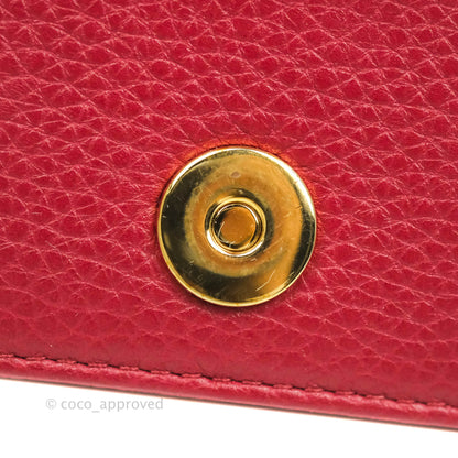 Christian Dior Diorama Wallet on Chain Red Grained Calfskin Gold Hardware