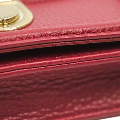 Christian Dior Diorama Wallet on Chain Red Grained Calfskin Gold Hardware